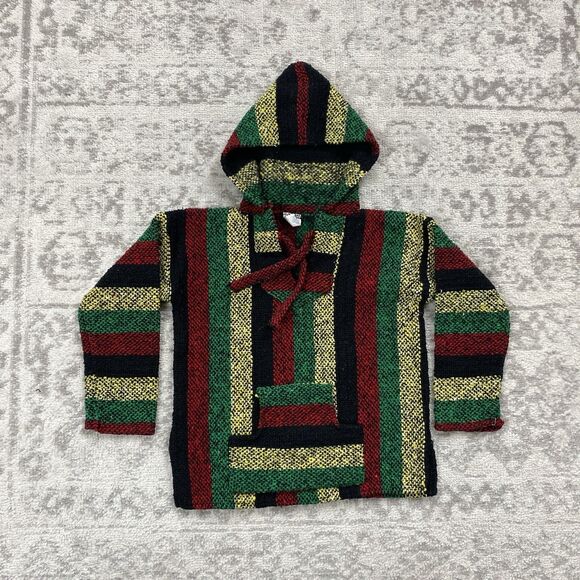 Artesanias Mexican Hippy Poncho Hoodie Sweater Pullover Mexico Kids Size 6 - Picture 1 of 5